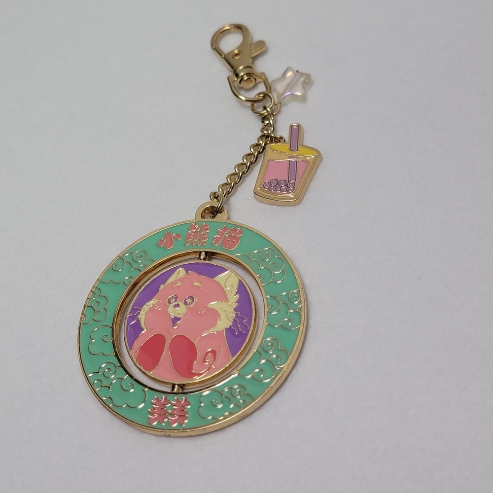 Disney Pixar Turning Red Mei Lee Spinning Keychain Red Panda Charm Boba